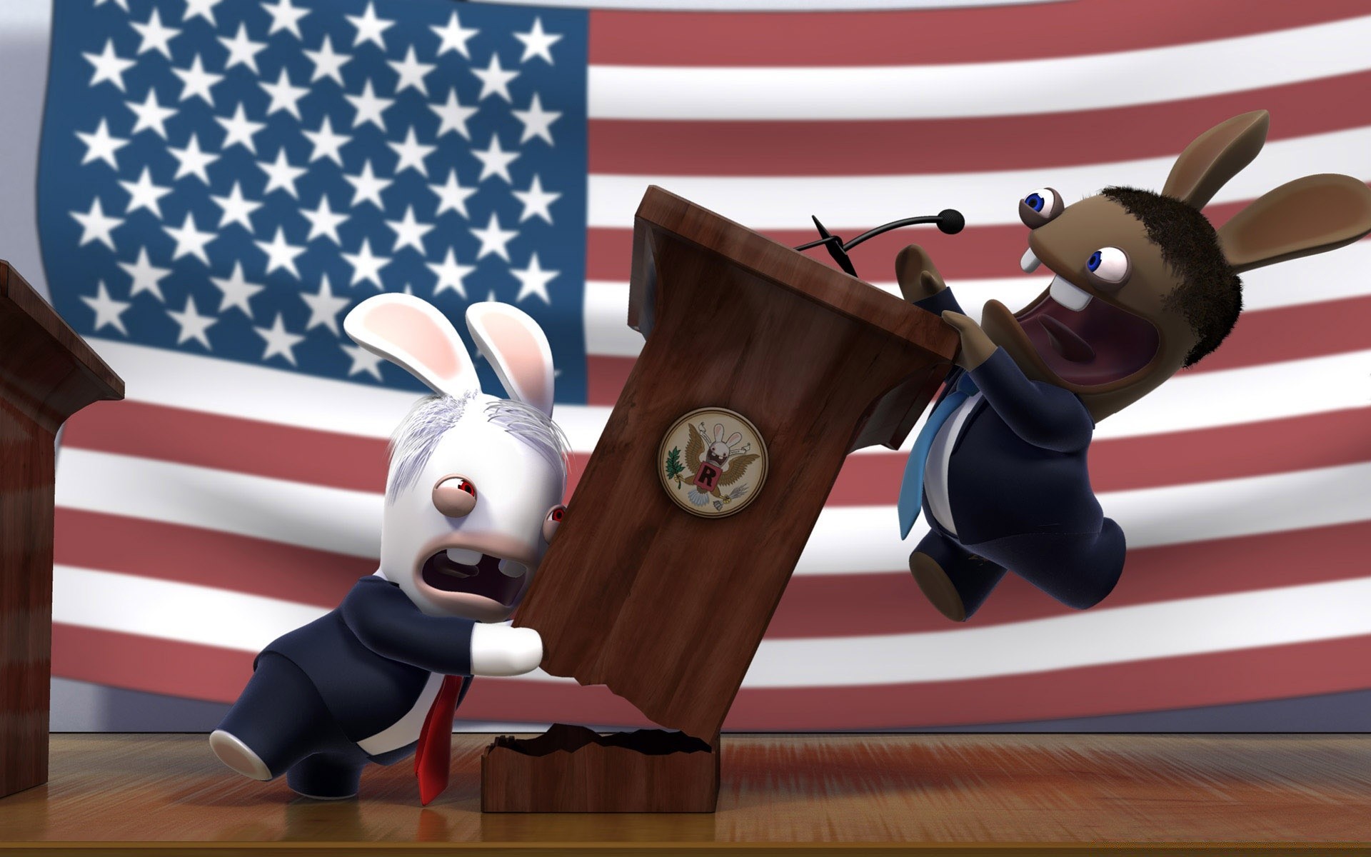 rayman raving rabbids flag man election competition