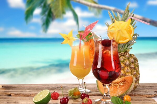 Exotic drinks on summer vacation