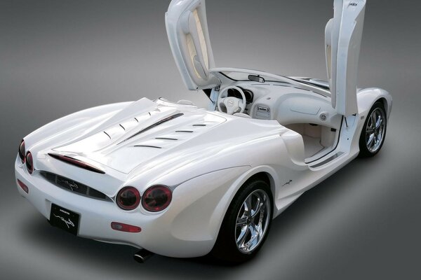 White sports car without a roof