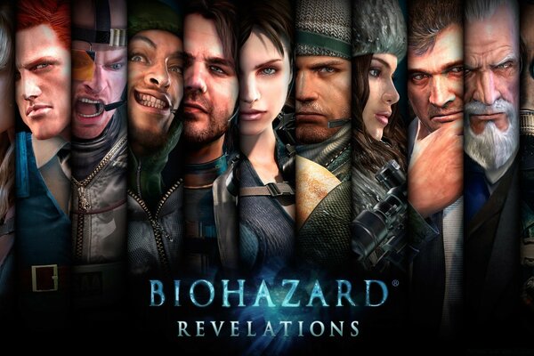 Resident evil. Colagem de retratos de personagens