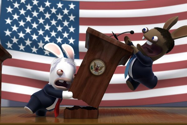 Coelhos nas eleições bandeira americana