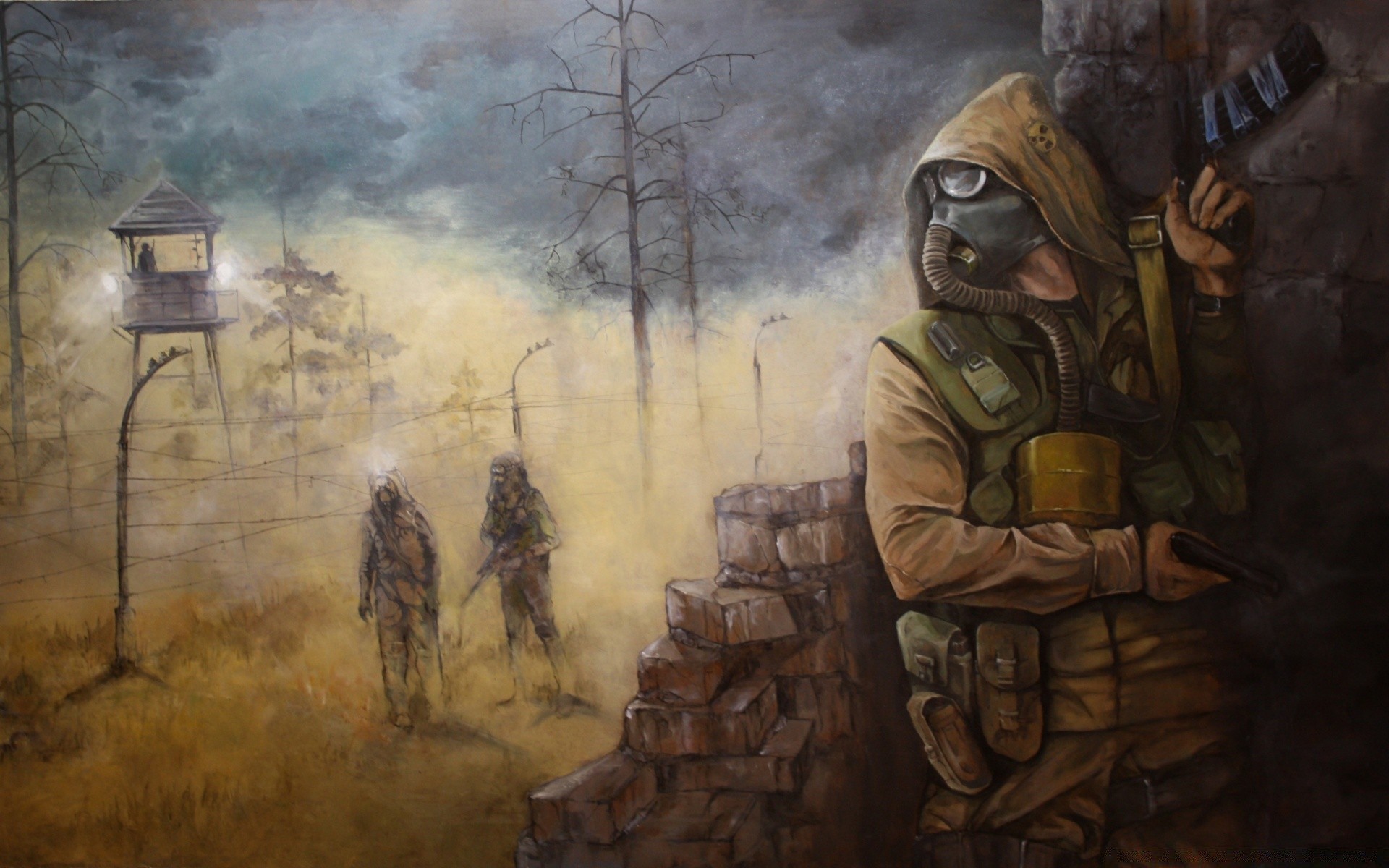 s. t. a. l. k. e. r. guerra batalla militar pintura adulto llevar armas humo arte hombre ejército desastre soldado combate ilustración uno