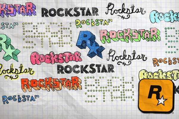 Inschrift von rockstar games in verschiedenen Schriftarten