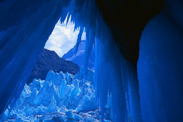 Ice on the background of cold nature