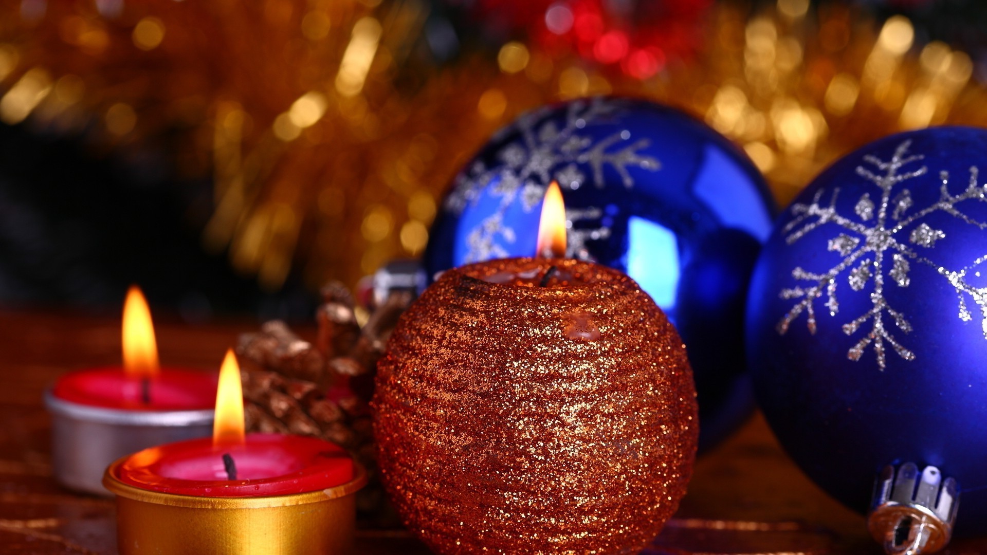 new year christmas candle candlelight winter celebration decoration light shining gold ball advent flame bright burnt thread merry traditional sphere wax