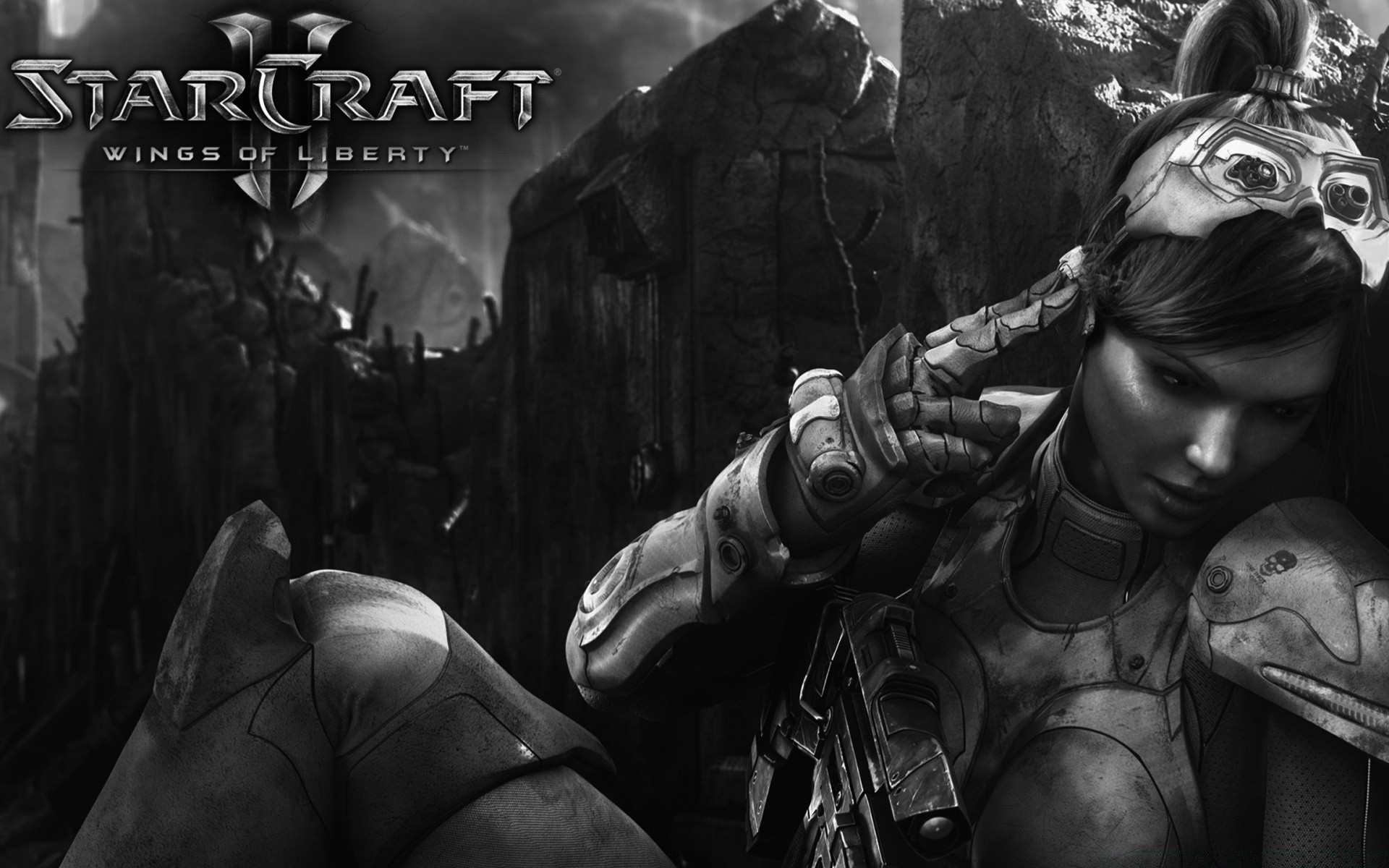 starcraft соғыс ересек адам әйел әскери бір монохромды шайқас