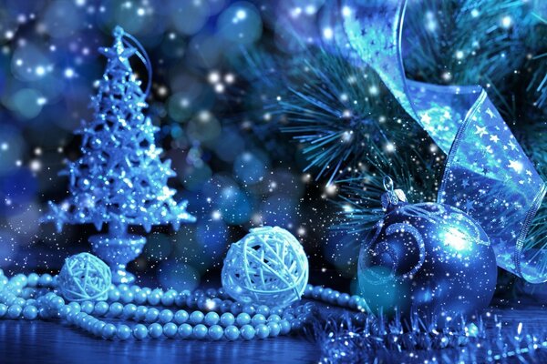 Blue color. Christmas toys