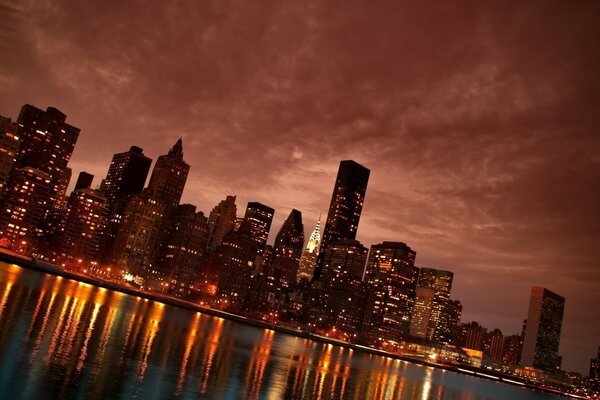 Skyscrapers on the background of sunset