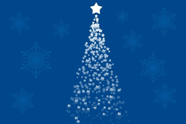 Installazione albero di Natale su sfondo blu