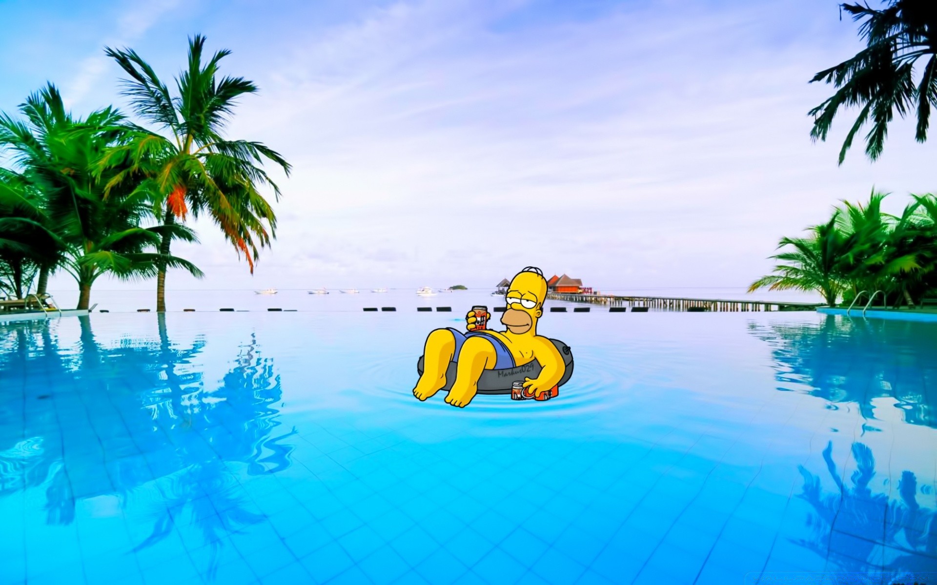 the simpsons tropical resort vacation water beach paradise island travel ocean exotic summer swimming idyllic seashore relaxation leisure sand palm lagoon coconut