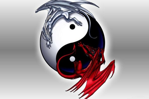 Yin-yang with dragons