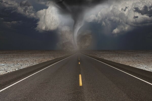 The road that goes into the stormy distance