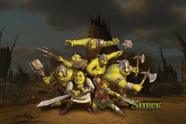 A lot of shreks on the desktop