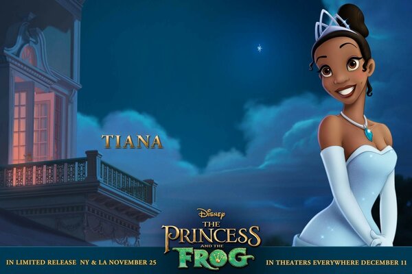 Disney Princess Tiana from the cartoon the Princess and the Frog