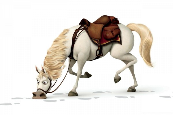 The white horse from the cartoon Rapunzel