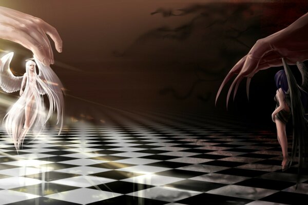 Angel and demon play chess