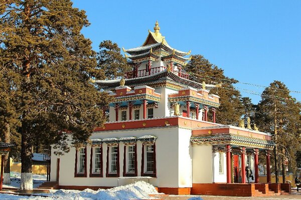 Unusual architecture of the building in oriental style