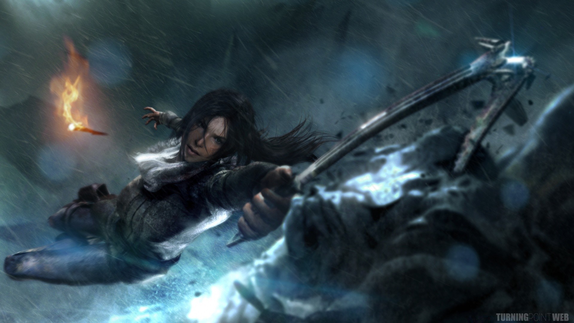 tomb raider un adulte femme sous-marin action flamme fumée catastrophe eau