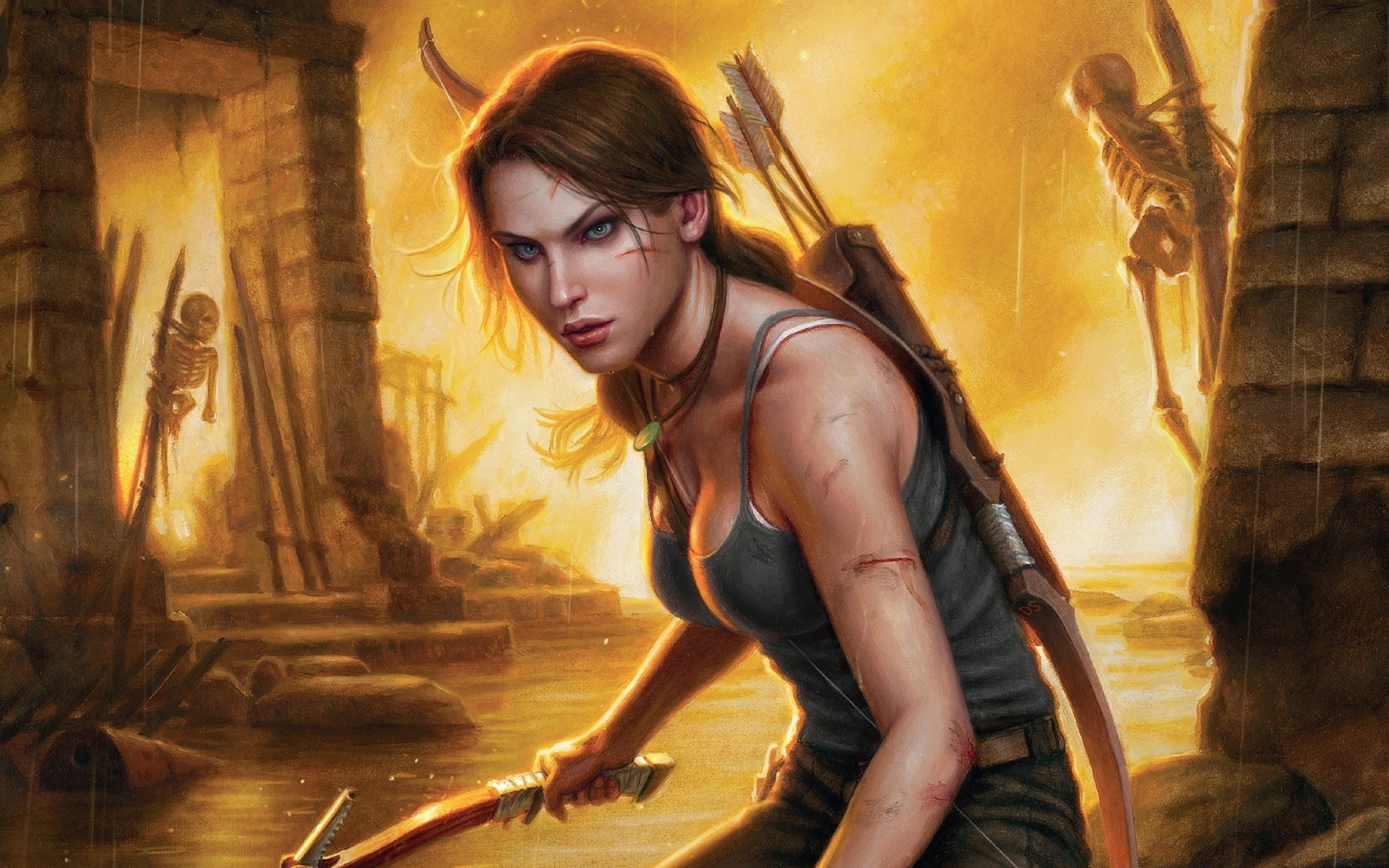 tomb raider femme unique adulte musique portrait porter art à l intérieur fille lumière