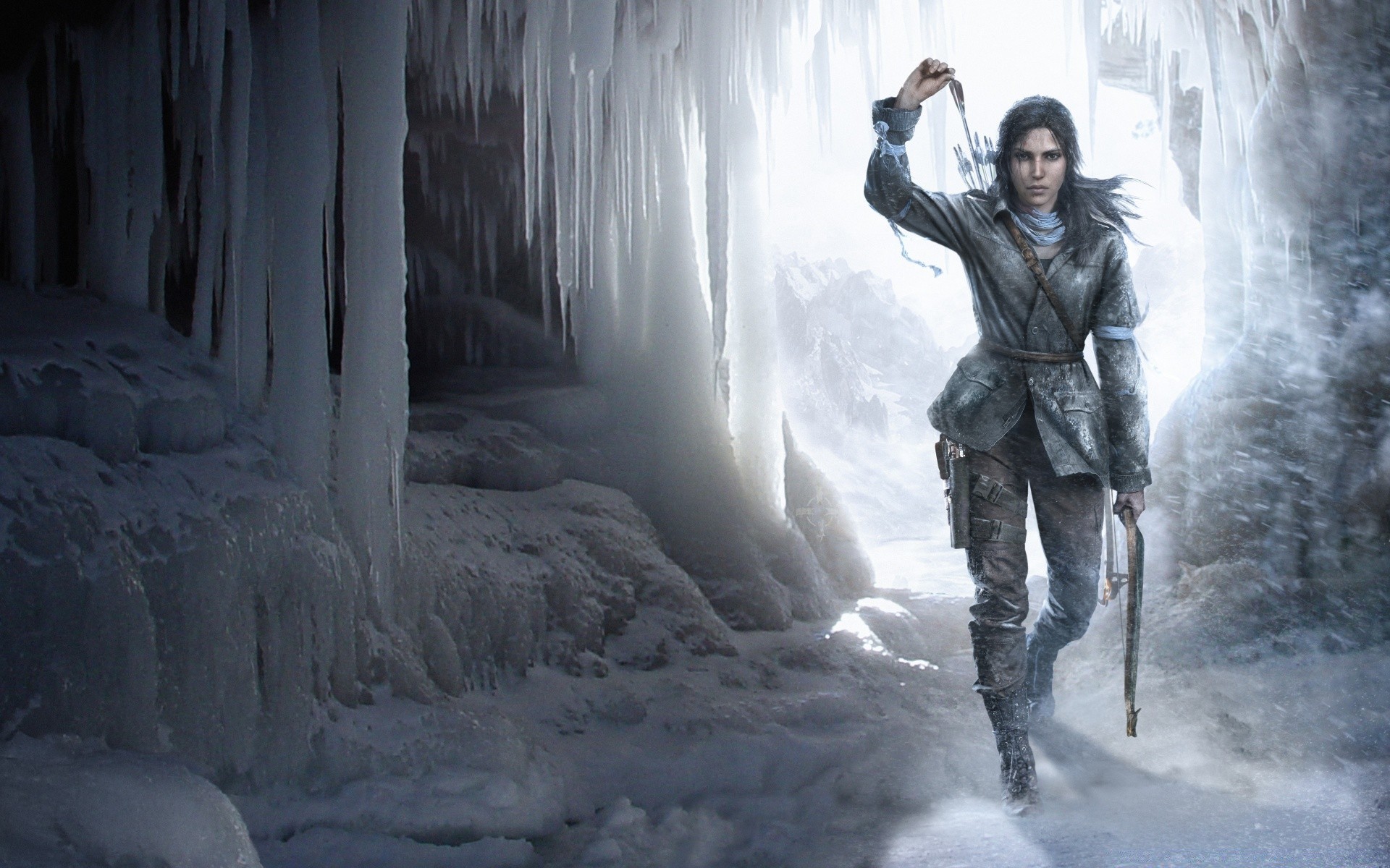 tomb raider neige hiver unique adulte froid glace lumière du jour femme exploration à l extérieur trafic