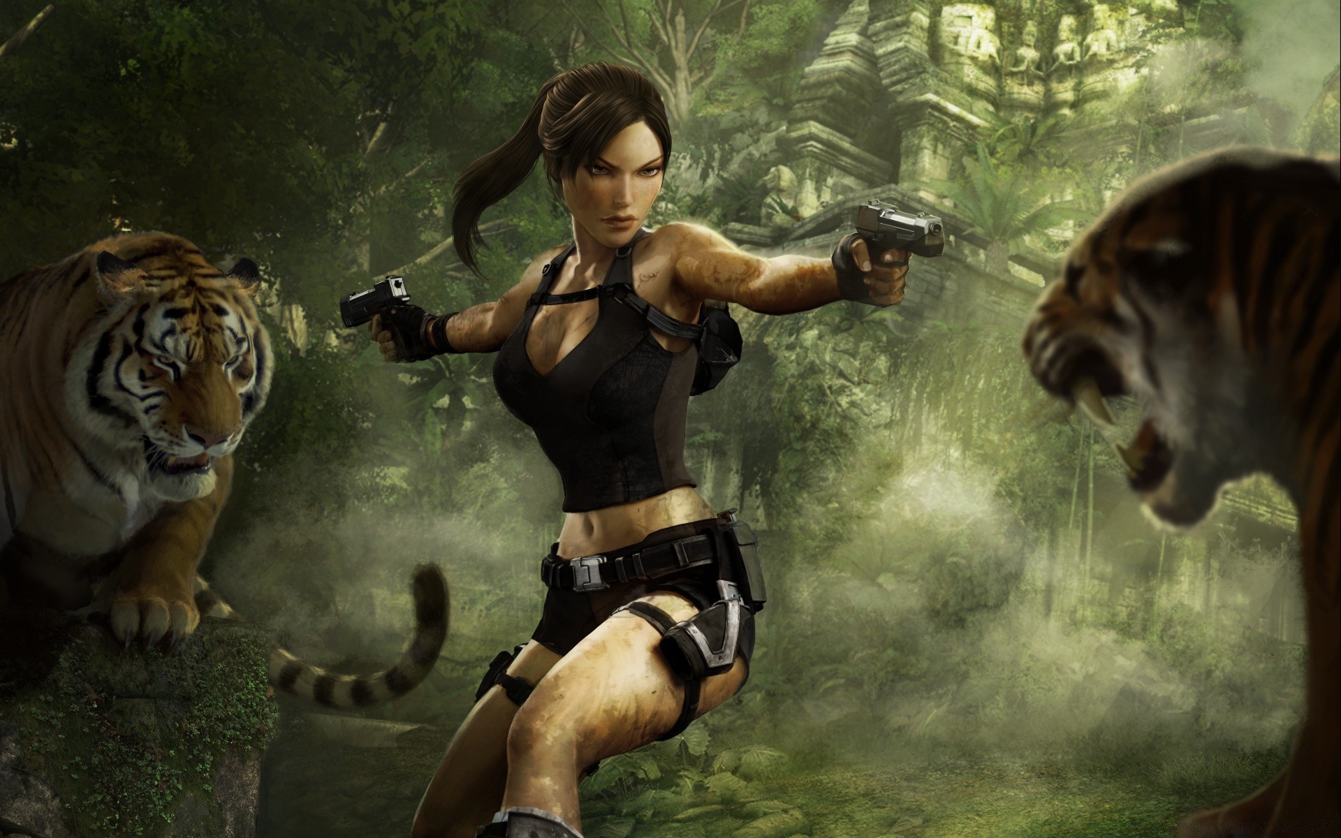 tomb raider erwachsener eins säugetier zwei porträt frau tiger zoo