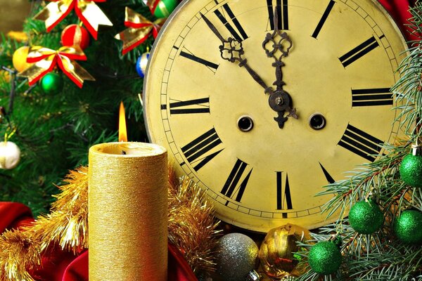 Festive Golden New Year s Clock