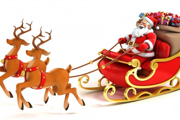 Christmas figurine Santa Claus and reindeer