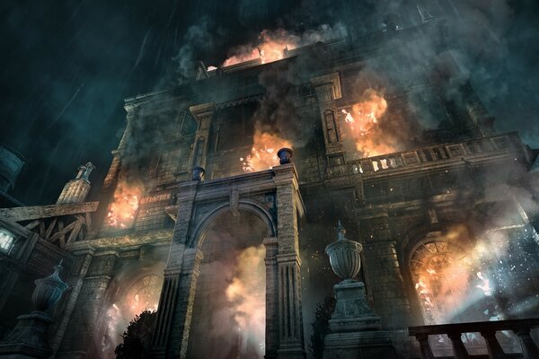 Huge flaming castle, thief