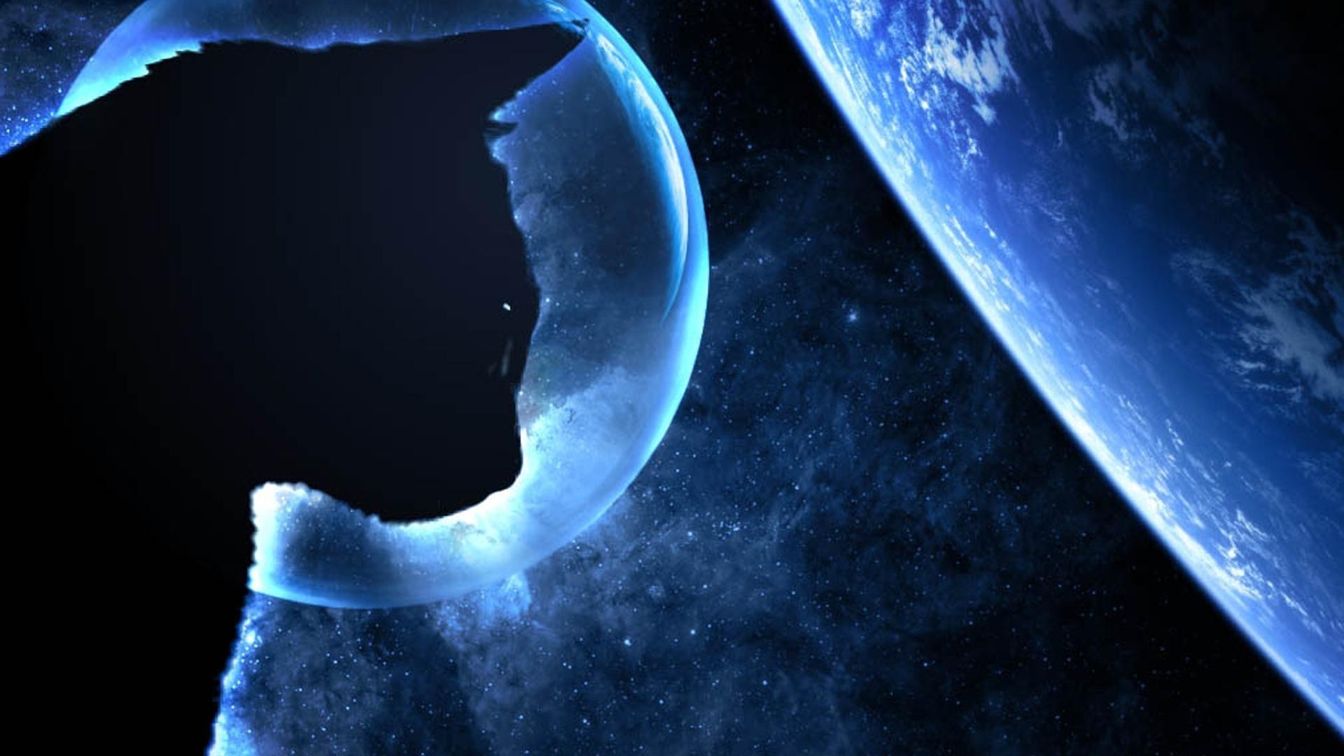 gatti luna scienza scuro acqua pianeti astronomia a forma di palla oceano sott acqua