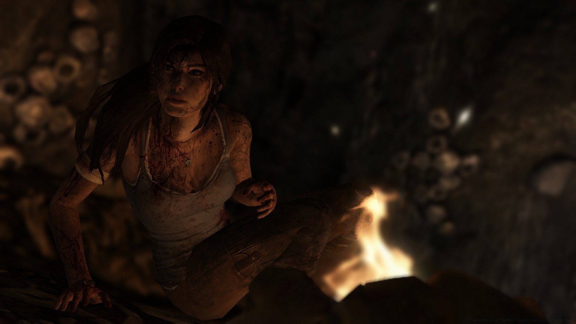 tomb raider one adult flame woman dark portrait man light indoors