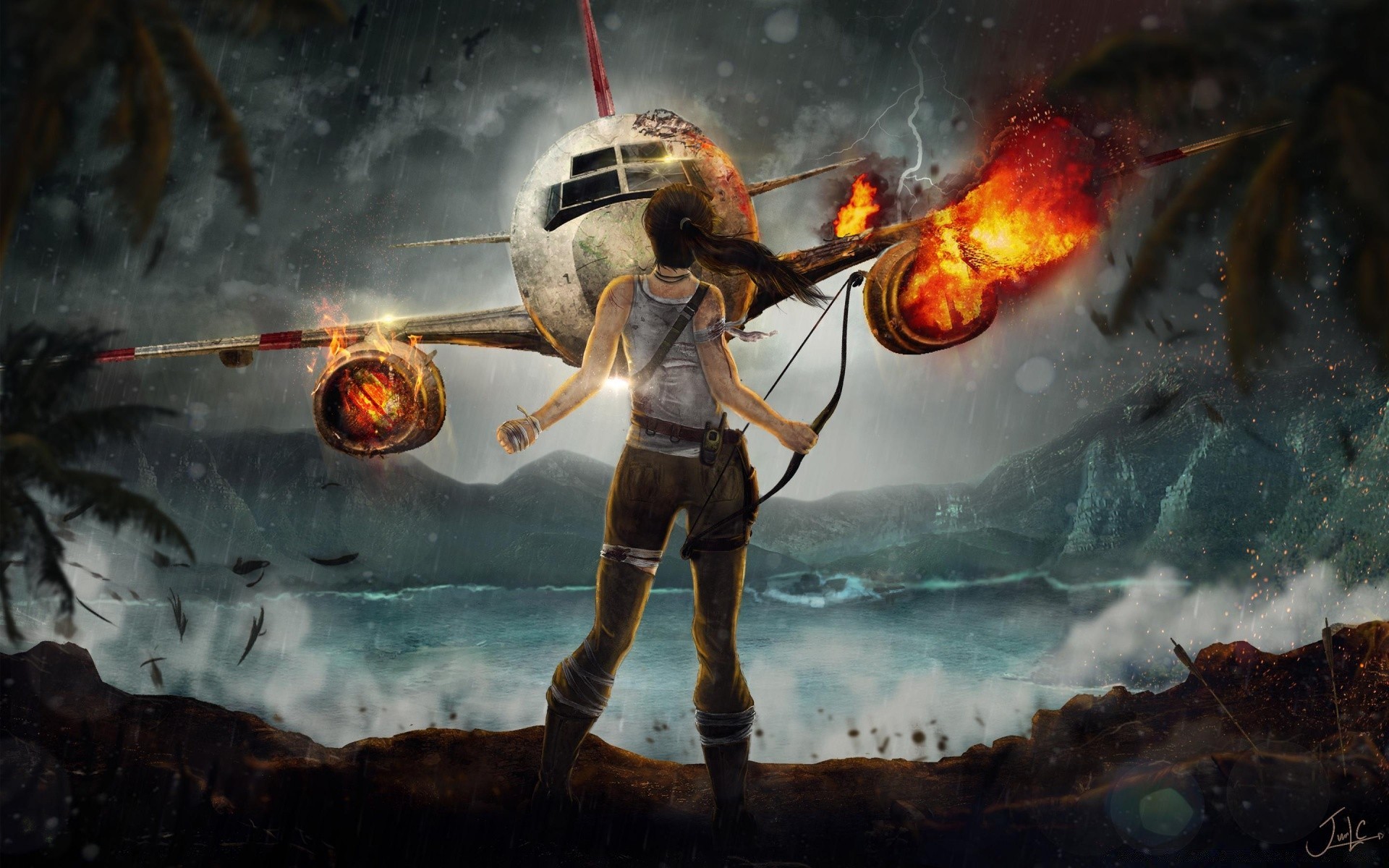 tomb raider flamme lune un exploration fumée catastrophe science danger