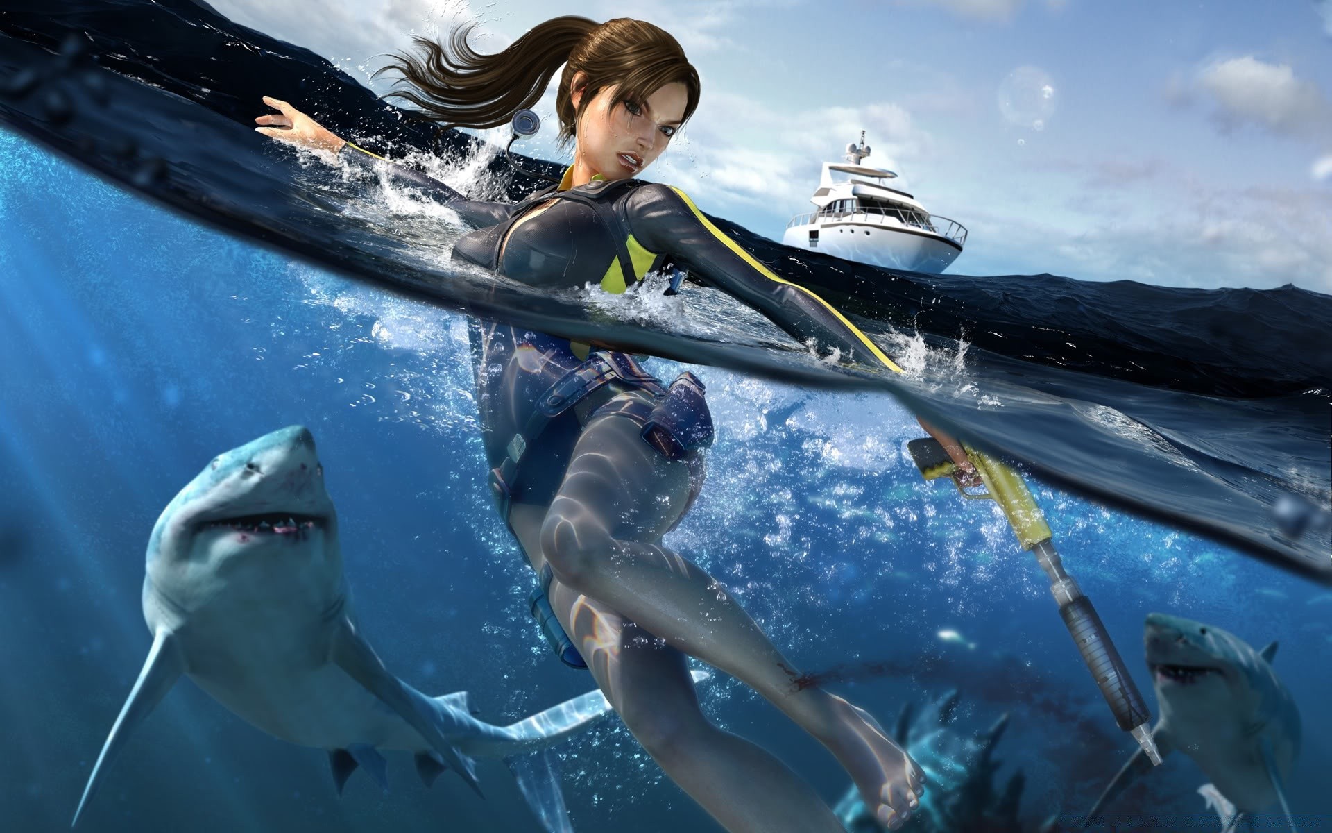 tomb raider wasser allein auto freizeit wassersport reisen erwachsener unterwasser transportsystem person im freien aktion