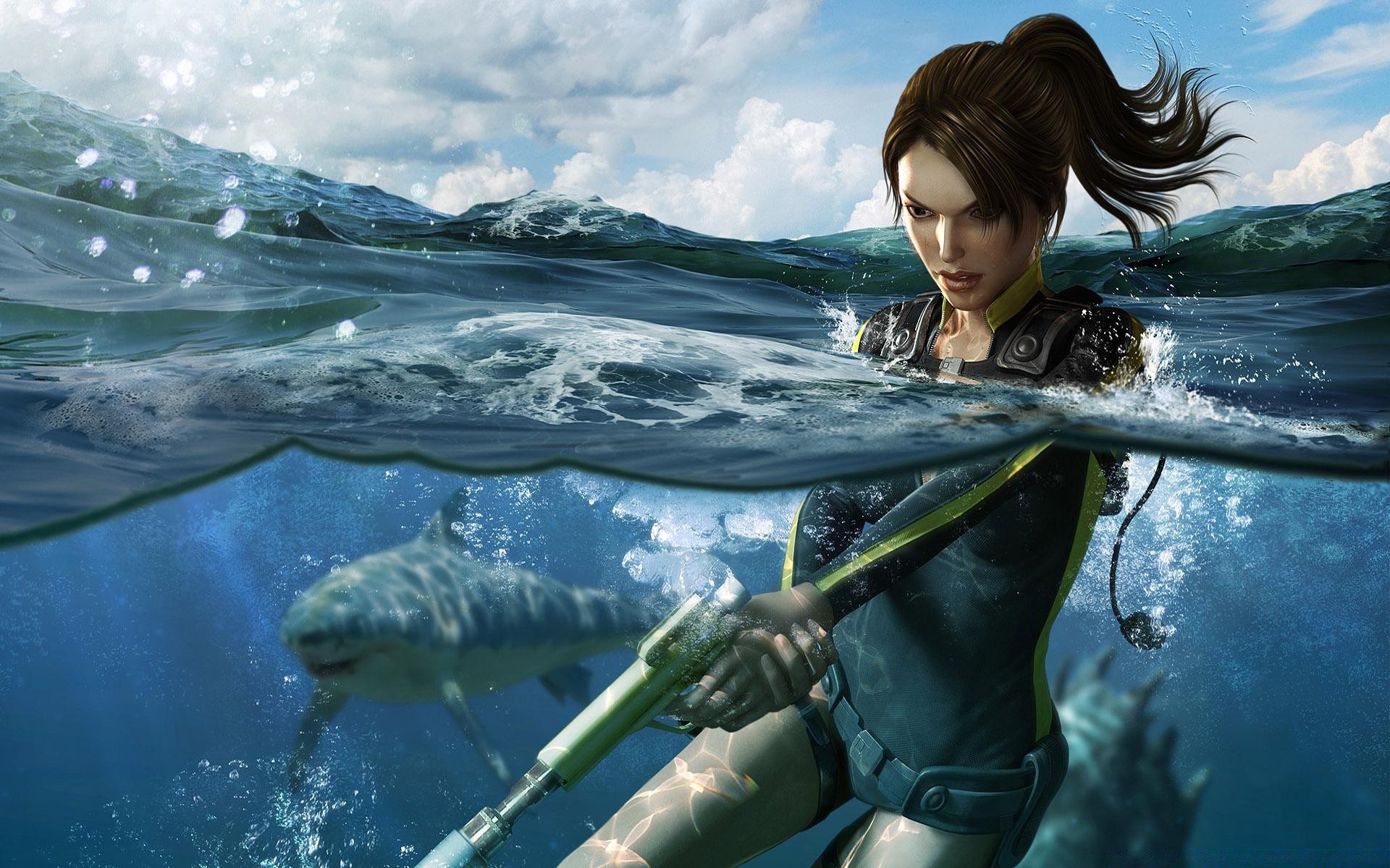 tomb raider água debaixo d água mar oceano natação viagens férias sozinho molhado ao ar livre verão férias praia