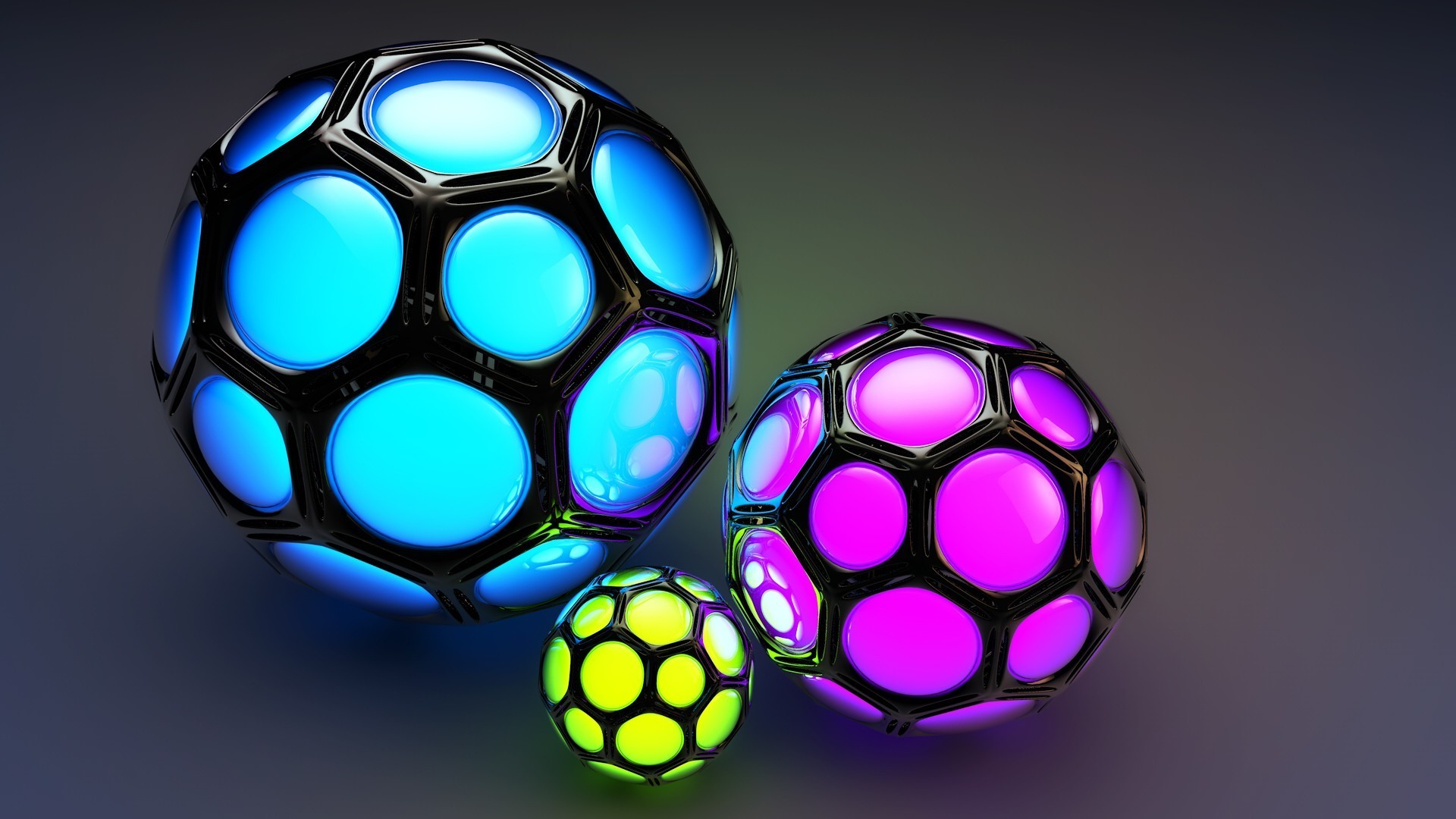 Cool balls. 3д обои. 3д обои на рабочий стол. Цветные мячики. Яркие обои 3d.