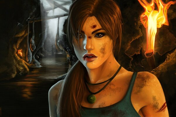 Portrait of a girl from the tomb raider game