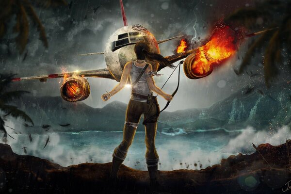 L avion et la fille de tomb raider