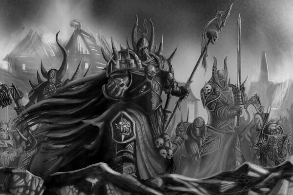 Warhammer 40000 arte en blanco y negro