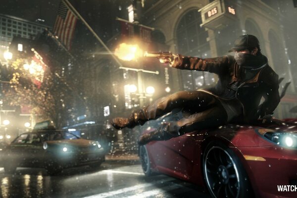 Watch_dogs game. Shooting by car