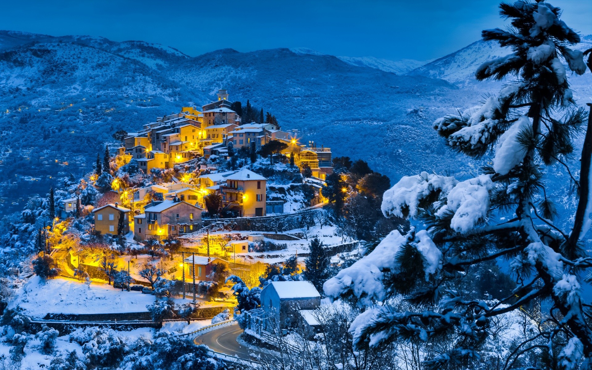 снег зима горы деревня бесплатно