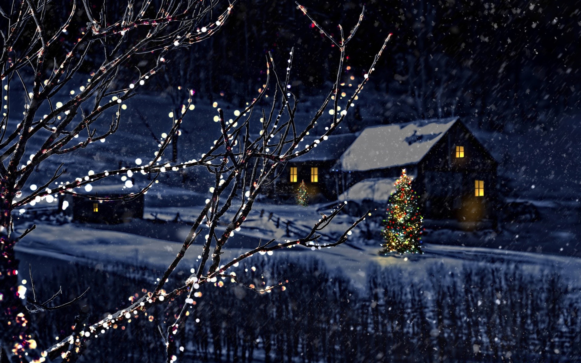 christmas winter snow cold dark light frost weather outdoors frozen city water ice nature tree street landscape season sky house