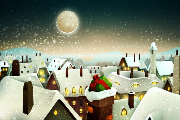 夜城的圣诞姜饼屋顶