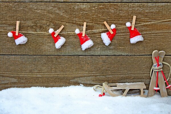 Slitta tradizionale in legno per Natale