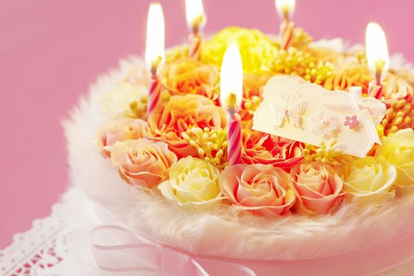 Flowers with candles for a birthday party