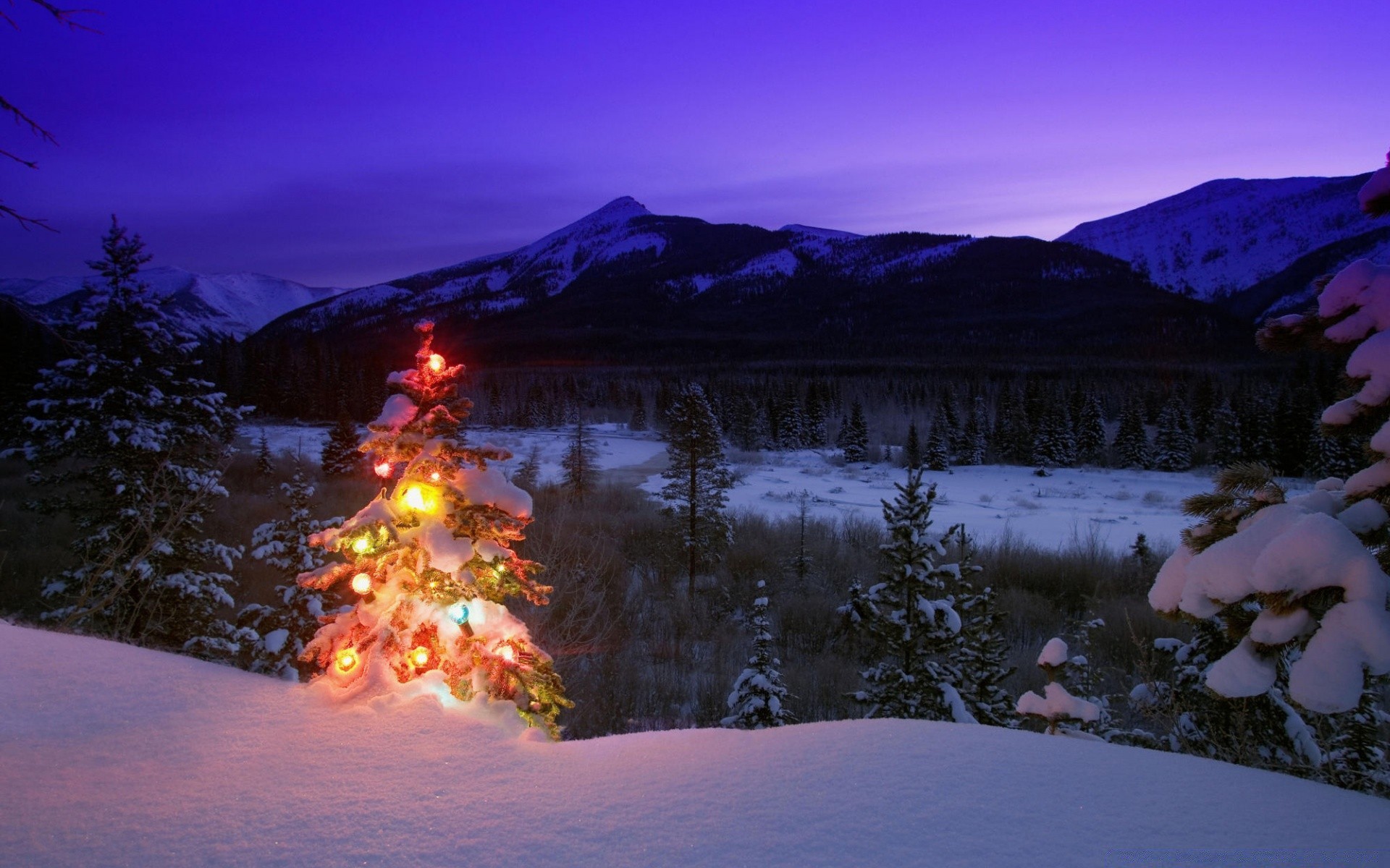 navidad nieve invierno montaña agua noche lago puesta de sol amanecer paisaje al aire libre reflexión árbol viajes crepúsculo escénico frío cielo