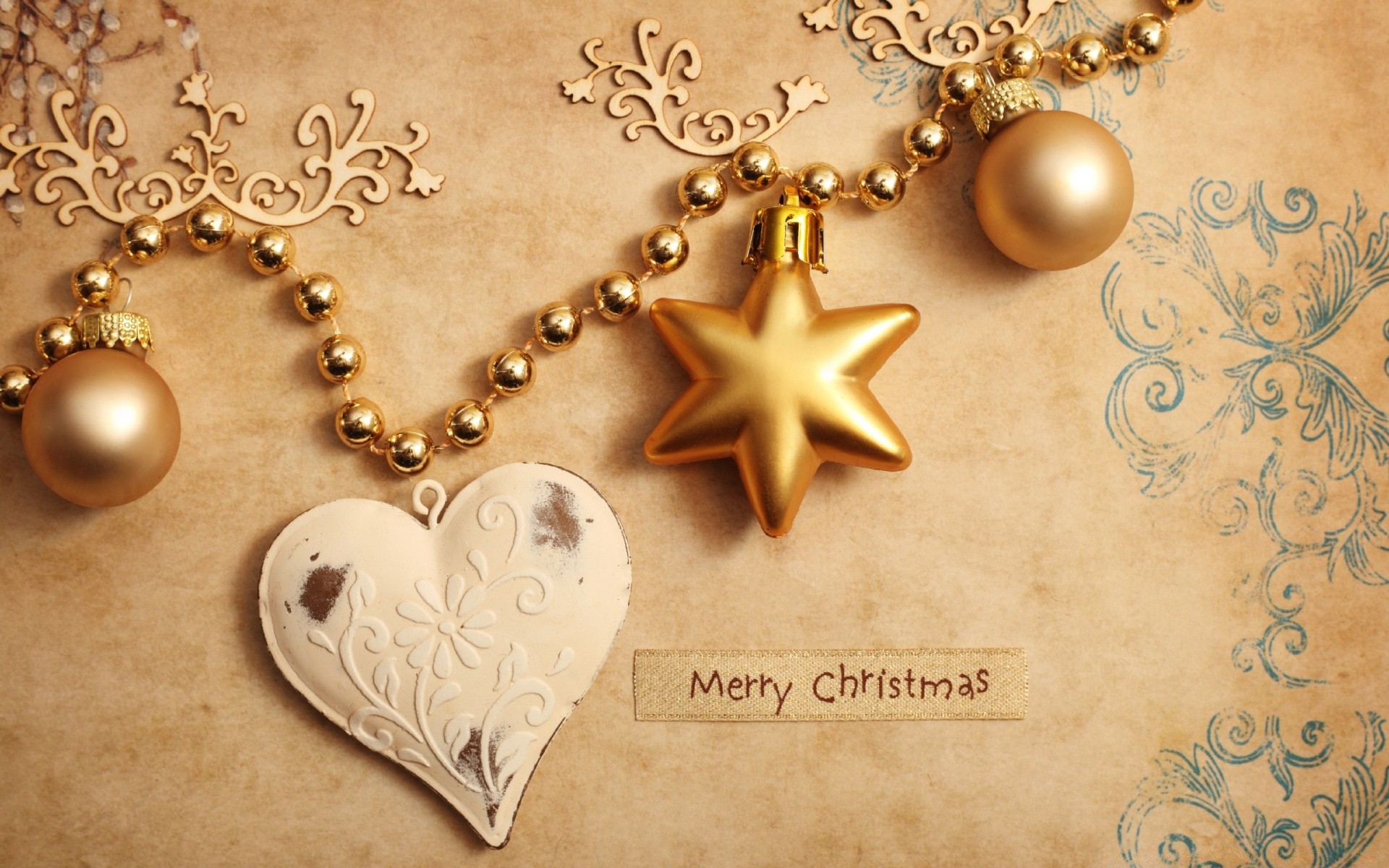 christmas gold retro antique decoration shining beads jewelry paper