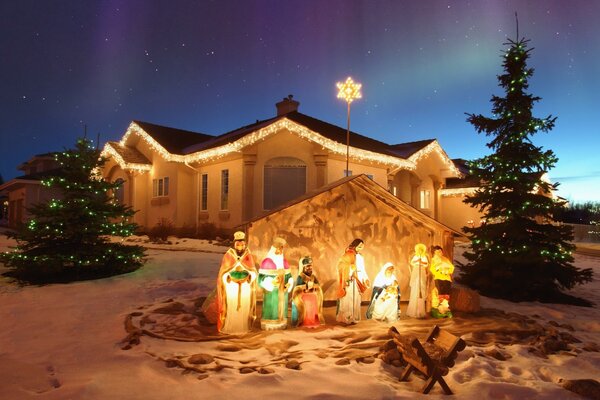 Vue du soir de la maison de Noël