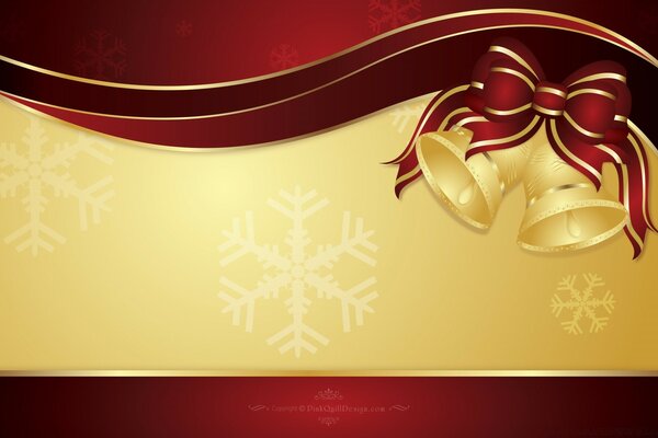 Christmas card with golden bells