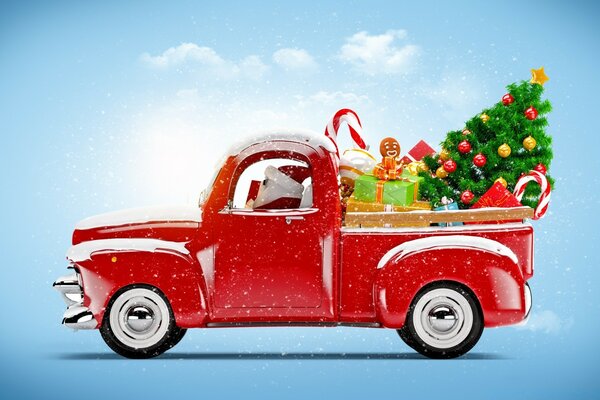 Truck car rides with gifts for Christmas