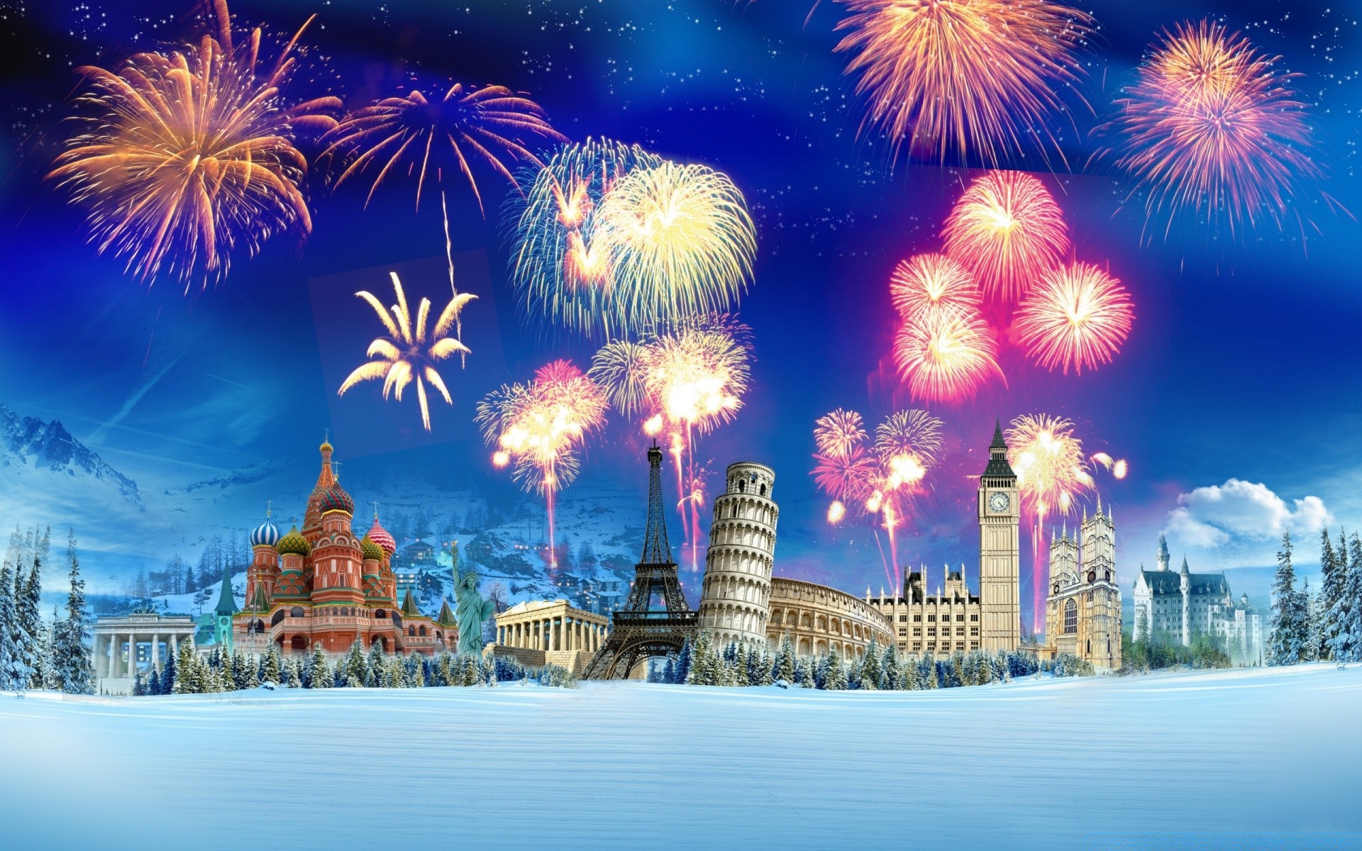 christmas festival light evening celebration winter travel fireworks vacation snow city sky building illuminated architecture