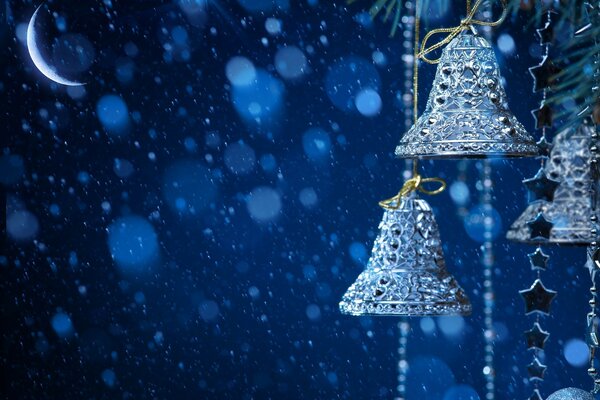 New Year s Eve with the moon and bells